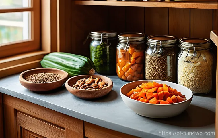 건조 식품을 활용한 다양한 레시피 - **Prompt:** A vibrant, well-lit modern Portuguese kitchen. A skilled chef, wearing a clean, light-co...