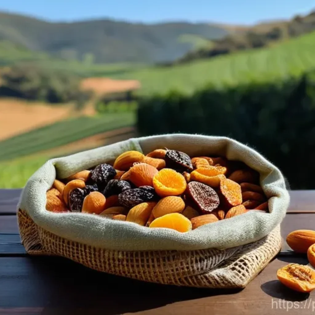 건조 식품을 이용한 다이어트 식단 구성 - **Vibrant Healthy Snack Mix in a Portuguese Countryside Setting:**
A beautifully composed close-...
