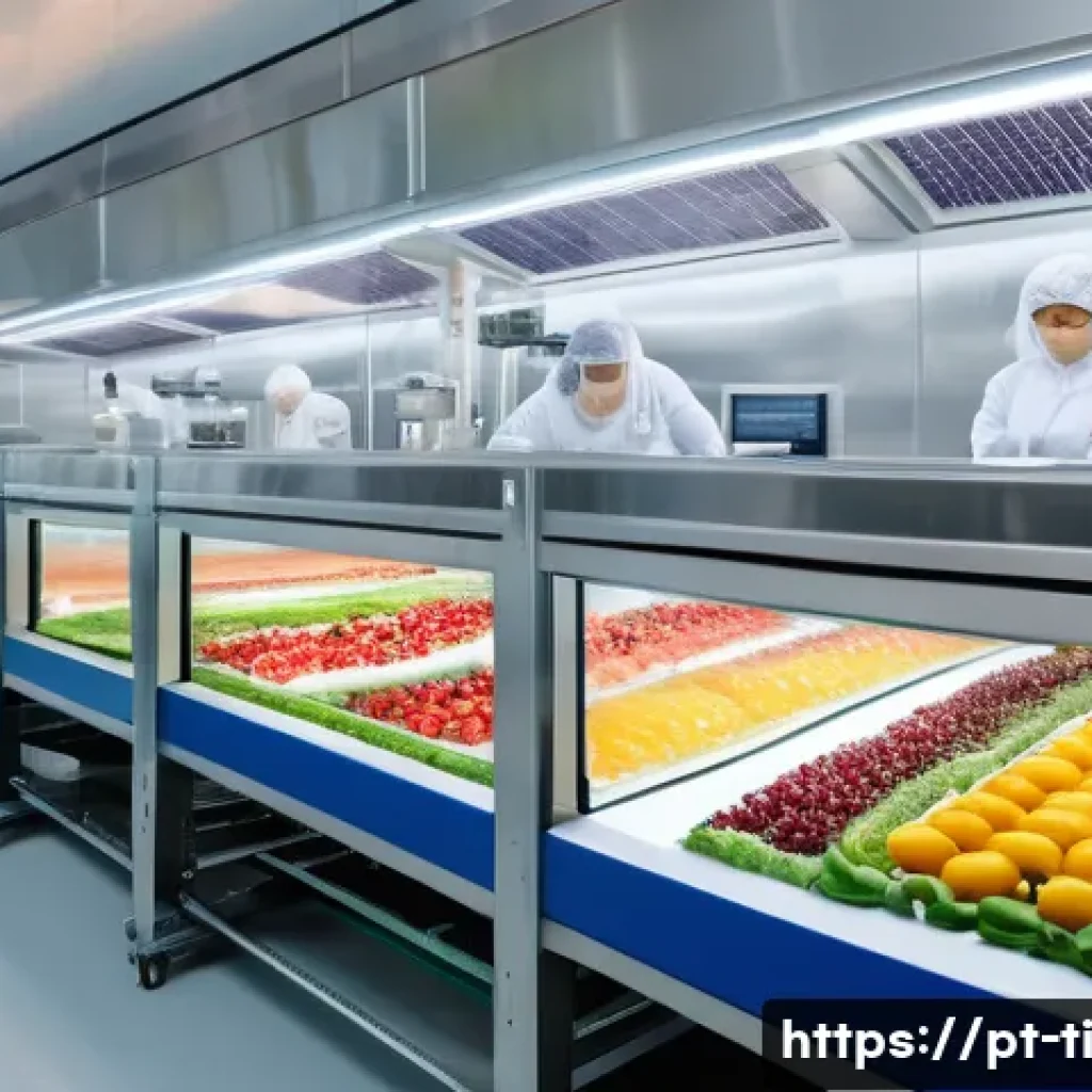 건조 식품 제조의 최신 트렌드와 혁신 - A modern food processing facility showcasing advanced microwave dehydration technology in action: vi...
