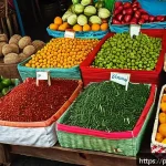 Home 19 건조 식품의 글로벌 시장 현황 및 분석 - A vibrant Brazilian market scene showcasing local vendors offering a variety of dehydrated fruits an...