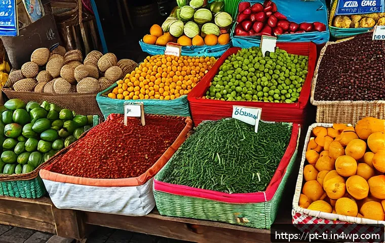 건조 식품의 글로벌 시장 현황 및 분석 - A vibrant Brazilian market scene showcasing local vendors offering a variety of dehydrated fruits an...