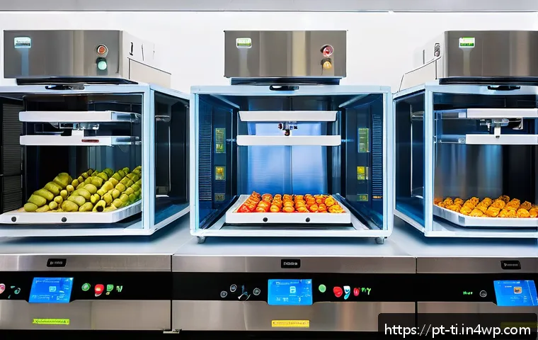 건조 식품 제조의 산업 동향과 전망 - A modern food dehydration laboratory showcasing advanced technology: sleek digital freeze-dryers (ly...